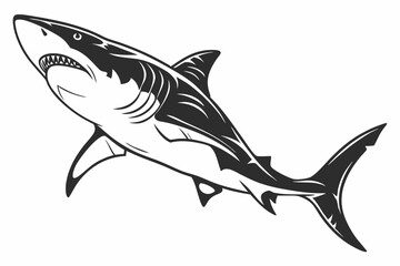 tiger shark sihouette black vector