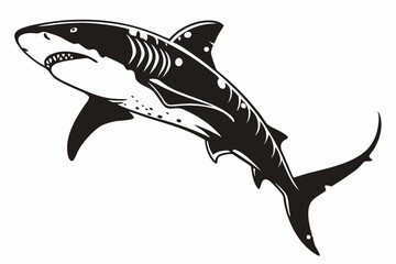 tiger shark sihouette black vector