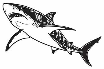 tiger shark sihouette black vector