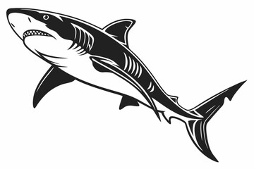 tiger shark sihouette black vector