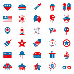 Independence day flat style icon set, Patriotic 4th of July Icon Set &ndash; American Independence Day Vector Collection