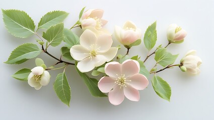 Naklejka premium Delicate Spring Blossoms on a Light Background.