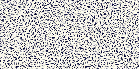 Fototapeta premium Seamless abstract pattern with white background and scattered black organic strokes. Plain minimalist print for fabric, gift wrapping, stationery, home decor, and modern digital designs.