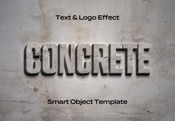 Concrete Texture Stone 3D Text Logo Style Effect Mockup Logotype Template Shape