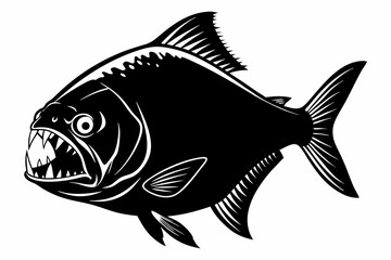 piranha sihouette black vector
