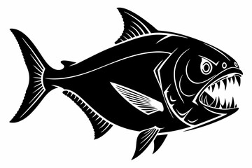 piranha sihouette black vector