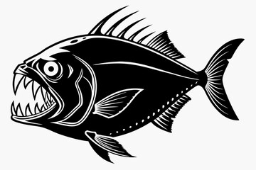 piranha sihouette black vector