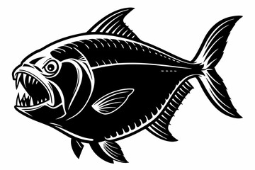 piranha sihouette black vector