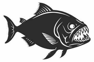 piranha sihouette black vector