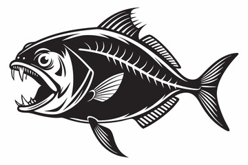 piranha sihouette black vector