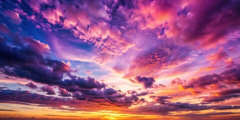 Obraz premium Gradated sky at sunset with purple pink hues and a few scattered clouds, fading, purple, fading,purple, sunset, nature