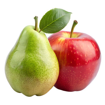 pear and apple isolated on white background.  PNG Transparent file type with High Definition Quality.