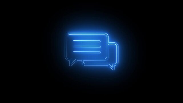 Glowing neon light massage icon animation.