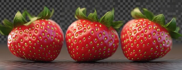 Fresh Strawberries in Row