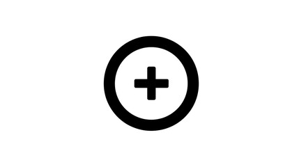 Obraz premium A black plus sign inside a black circle on a white background simple