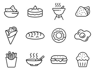 International Food Outline Icons Set 3 – Minimal Line Art Collection for Global Cuisine & Culinary Culture