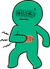 Illustration of man got stomachache
