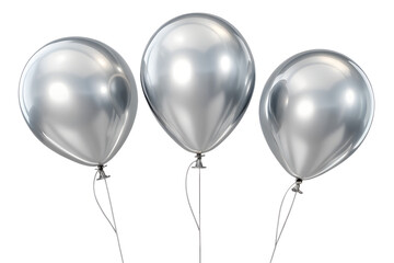 silver metalic balloons isolated on white or transparent png