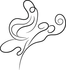 Abstract Black Line Art Floral Design Element for Decoration