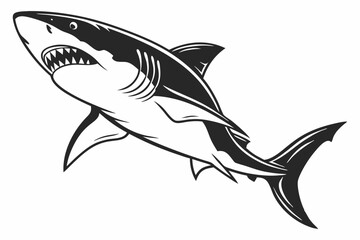 great white shark silhoette black vector