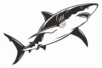 great white shark silhoette black vector