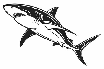 great white shark silhoette black vector