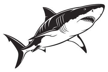 Fototapeta premium great white shark silhoette black vector