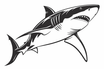 great white shark silhoette black vector