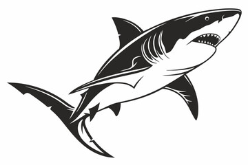 Fototapeta premium great white shark silhoette black vector