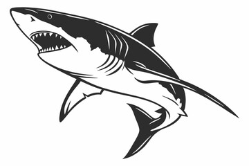 great white shark silhoette black vector