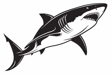 great white shark silhoette black vector