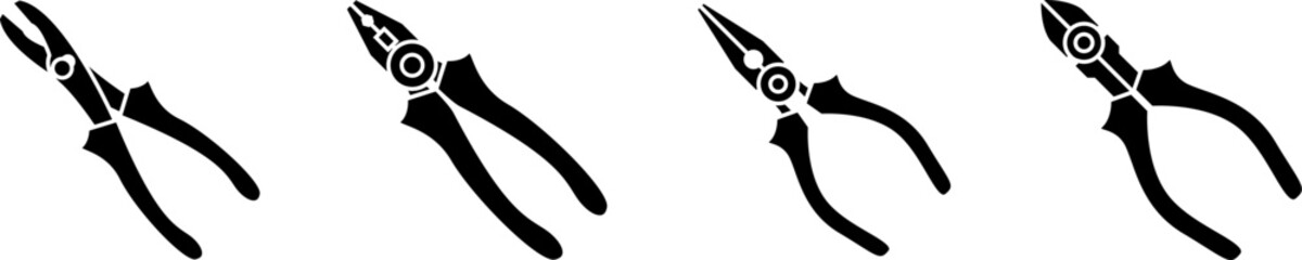 Pliers icon set. Vector illustration of pliers