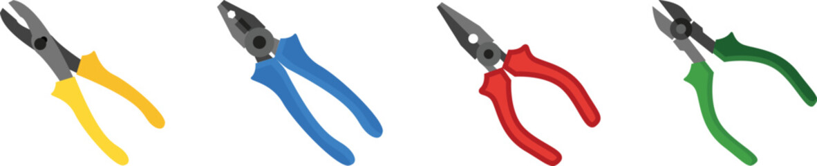 Pliers icon set in flat style. Pliers icon vector illustration
