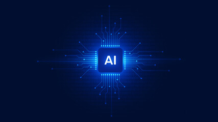 AI Artificial Intelligence Technology with Digital Computer AI Chip Circuit Data System.