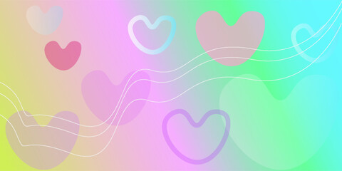 Minimalist banner background, rainbow colors. Circle effect in the shape of a love symbol, with layered wave lines.eps 10