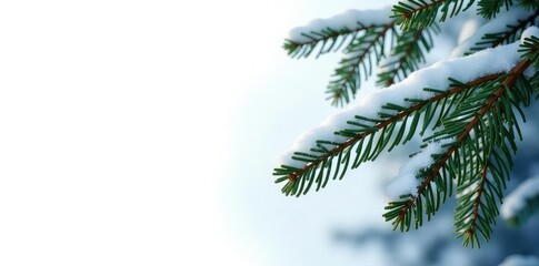 Obraz premium Snowy branches of fir tree isolated on white background, frost, nature
