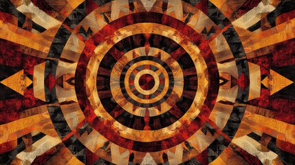 Fototapeta premium Intricate Geometric Pattern with Bold Colors and Circular Design Elements in Abstract Form