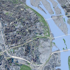 Cityscape Kyiv Ukraine, 3D Rendering