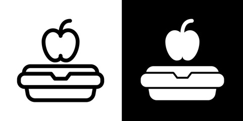 Lunchbox with Apple Icon - Healthy Meal for School or Work