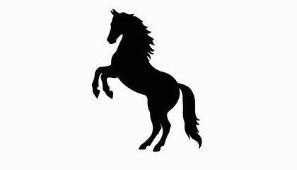 Powerful stallion rearing up in silhouette, strength and freedom