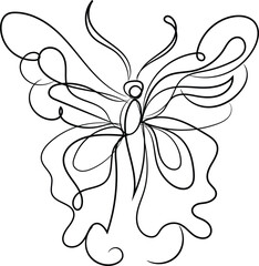 Elegant One Line Drawing of a Butterfly Abstract Art Illustration