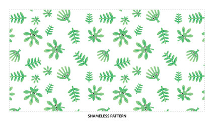 Delicate Watercolor Green Foliage Pattern on a White Background