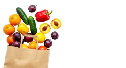 Paper bag overflowing with colorful produce