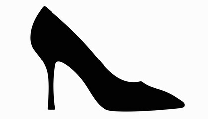 Obraz premium Elegant silhouette of a classic high-heeled shoe on white background, fashion concept