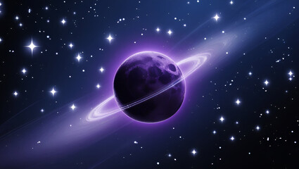 Naklejka premium Majestic purple planet cosmic wonder swirling nebula celestial beauty