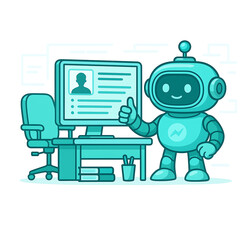 AI Recruitment: Robot Interviewing a Candidate