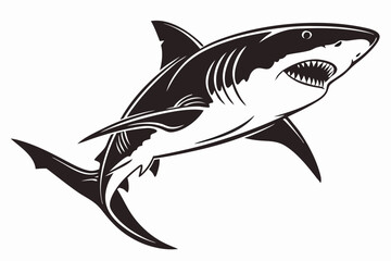 great white shark silhoette black vector