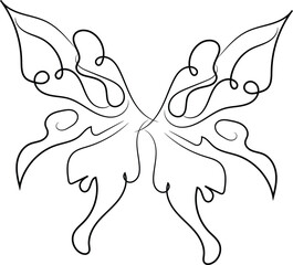 Elegant Single Line Butterfly Drawing Abstract Art Illustration