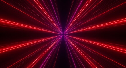 Abstract neon lines radiating from a central point