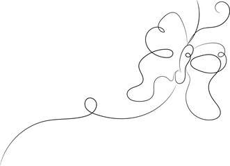 Elegant Continuous Line Drawing of a Butterfly in Flight